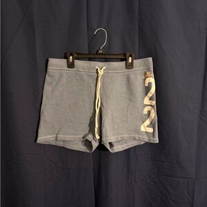Hollister Women's Athletic Shorts in Gray with Cream Details